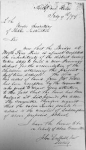 1877 LETTER TO DEPARTMENT RE LAND ACQUISITION FOR SCHOOL